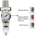 1/4 Inch NPT Air Filter Pressure Regulator, Air Compressor Water Separator with Gauge AW2000-02