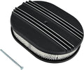 12" Air Cleaner Kit Oval Half Finned Black Aluminum Compatible with Classic Chevy Ford