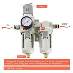 RIH Air Dryer System - 1/2" NPT Double Air Filters-5 Micron Particulate Filter& Air Pressure Regulator - Gauge(0-150 psi), Semi-Auto Drain, Poly Bowl,Bracket - 3 in 1 Two Unit (1/2" NPT)