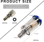 2 PCS Water Oil Separator Filter, 1/4" NPT Inlet and Outlet Airbrush Filter Air Compressor Fittings, Mini in-Line Air Filters Water Oil Separator for Pneumatic Tool