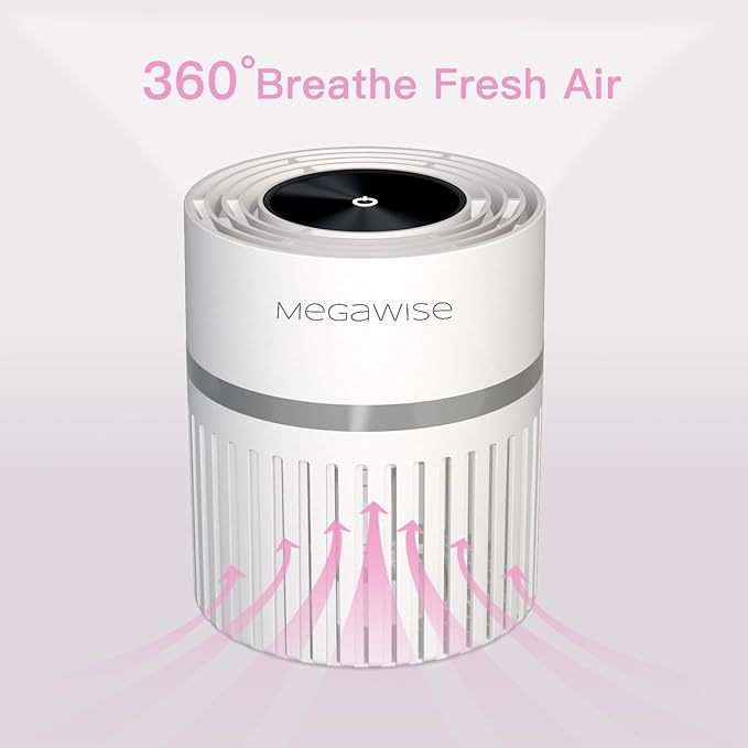 MEGAWISE EPI810 Air Purifier forLarge Room, 215 sq ft Coverage, Real-Time Air Quality Monitor, Fragrance Sponge & Wildfire Smoke, Dust Removal