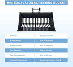 24-inch / 600-millimeter Screen Bucket, Excavator Accessory, Suitable for AGT and Other Chinese mini excavators, Used as a Filtering Frame Screen Bucket for Filtering and Sorting Materials.