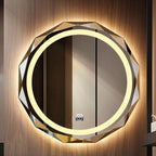 LED Bathroom Mirror with Lights and Demister Pad Wall Mounted Touch Sensor Bathroom Mirrors Anti Fog for Makeup Cosmetic Miroir Antidéflagrant (Warm Light 70cm)
