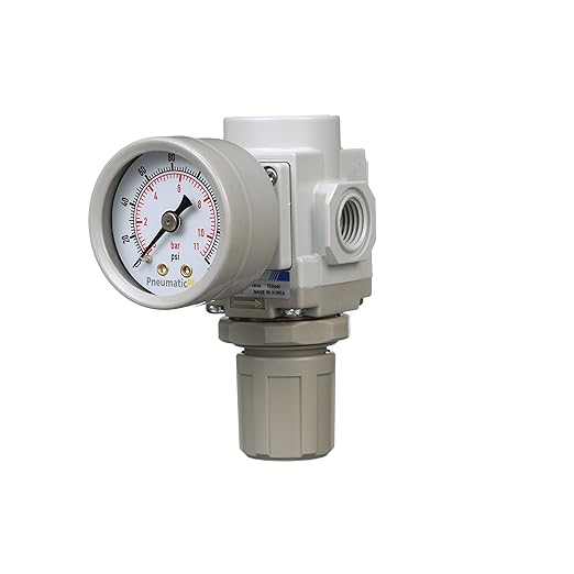 PneumaticPlus SAR200-N02BG Miniature Compressed Air Pressure Regulator 1/4" NPT - Bracket, Gauge