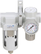 PneumaticPlus SAU420-N04G Compressed Air Filter Regulator Combo 1/2" NPT - Poly Bowl, Manual Drain, Bracket, Gauge