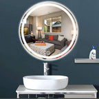 Round Waterproof LED Bathroom Wall Makeup Mirrors with White Light Sensor Touch Control and Demister Pad (Color : with Frame Size : 70cm) (Without Frame 70cm)