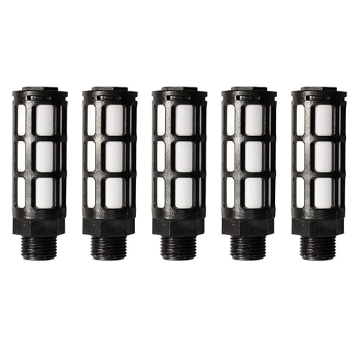 Quickun Plastic Exhaust Air Silencer, 3/8" Air Line Pneumatic Muffler Black Air Compressor Fitting (Pack of 5)