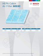 BOSCH 6053C HEPA Cabin Air Filter - Compatible with Select Nissan Altima, Maxima, Murano, Quest