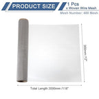 uxcell 400 Mesh 118" x 12" Woven Wire Mesh, 304 Stainless Steel Air Vent Filter Screen, Window Screen Mesh for DIY Projects Vents Cover Filtration Animals Fence