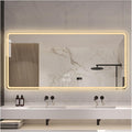 Smart Lighted Bathroom Mirror for Wall，Bathroom Mirror with LED Lights，Energy-Saving LED Smart Mirrors，LED Mirror for Bathroom，with Demister Pad and Smart Touch Switch(H80*W90cm/H31.5*W35.4IN)