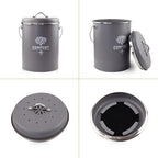 Kitchen Countertop Compost Bin, Odor Resistant Indoor Compost Bin with Lid and Charcoal Filter, Rust Resistant Coated Compost Bucket, Compost Container, Gray