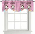 Pink Easter Tie Up Valance Curtains for Windows,Kitchen Curtains Window Shades,Easter Bunny Eggs Spring Cartoon Farmhouse Wood Grain Light Filtering Curtain Valances for Bedroom/Bathroom/Cafe 42"x12"