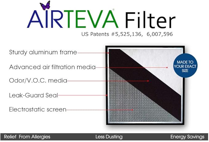 AIRTEVA 19 5/8 x 19 5/8 AC filter/Furnace filter with (1) BioSponge Plus Replacement
