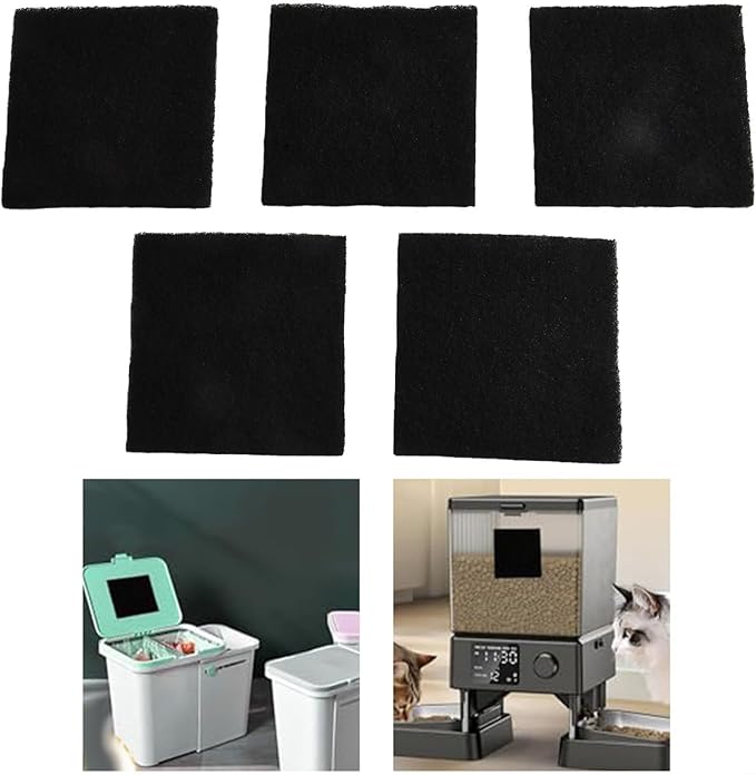 Activated Carbon Compost Filter for Garden Waste Bins, 8 x 8 x 0.5 cm Square Control Pad, 5-Pack, Fits Standard Compost Bin Lids, Air Quality