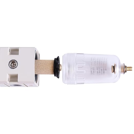 1/4 Inch NPT Air Filter Regulator Combo Piggyback, Air Compressor Water Separator, Air Line Dryer, Semi-Auto Drain, Air Pressure Regulator AW2000-02, 0-150 PSI Gauge