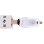 1/4 Inch NPT Air Filter Regulator Combo Piggyback, Air Compressor Water Separator, Air Line Dryer, Semi-Auto Drain, Air Pressure Regulator AW2000-02, 0-150 PSI Gauge