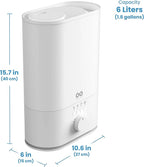 Everlasting Comfort 6L Humidifier Large Room, High Mist Output 60 HR Runtime Ultrasonic Top Fill Humidifiers for Bedroom, Easy to Use & Clean for Home, Baby Humidifier, Plants, Congestion, Indoor