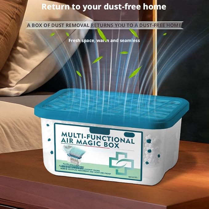 Indoor Air Purification Dust Removal Magic Box, Multi-Functional Air Purification Magic Box, Multi-Purpose Room Deodorizer Automatic Dust-Sucking Dusts Cleaner Boxs, No Electricity & Noise (1pcs)