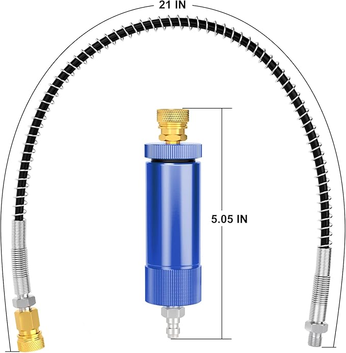 MEANLIN MEASURE 30Mpa Water-Oil Separator With 20 inch Spring Flexible Hose and 8MM & M10 Fast Connecting Internal Thread Mother Head For High Pressure Air Compressor Pump Blue