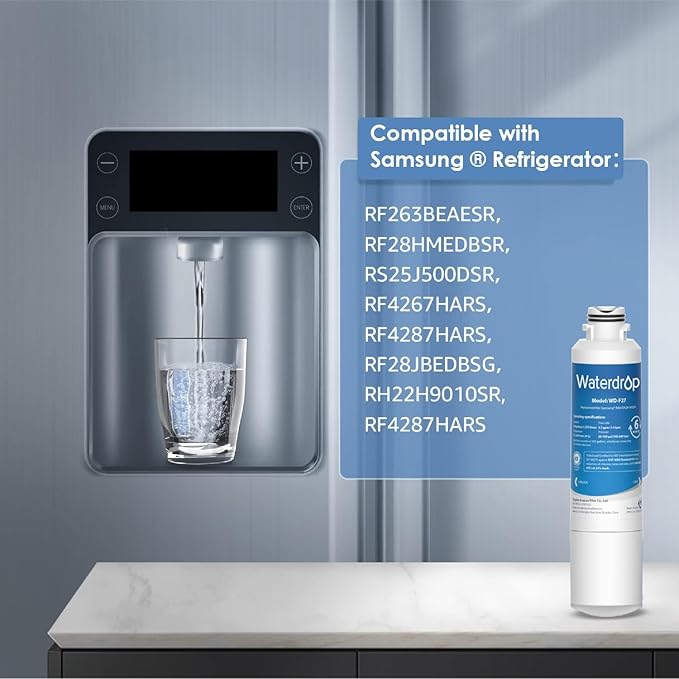 Waterdrop DA29-00020B Replacement for Samsung® Water Filter HAF-CIN/EXP, DA29-00020B, HAF-CIN, DA29-00020B-1, RF28HMEDBSR, RF263BEAESR, RS25J500DSR, RF263TEAESG, HDX FMS-2, DA97-08006A-1, 4 Filters