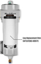 63 CFM Compressed Air Oil-Water Separator Precision Filter,0.01μm,Oil Content 0.001ppm, With Auto Drain, Pressure Indicator,Recommended for use with M15AC230,Model CAF153