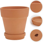 5pcs Red Clay Succulent Pots with Saucers, Indoor Succulent Plant Containers, Breathable Baked Terracotta Flower Planters for Home Gardening and Nursery Use