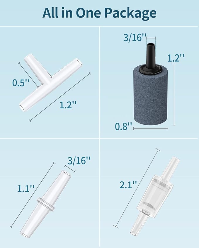 Pawfly Aquarium Air Pump with Nano Bio Sponge Filter Kit Air Control Valve Airline Tubing and Check Valve Accessories