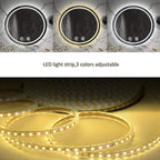 Modern LED Illuminated Bathroom Mirror with Touch Control Switch Demister Pad/3 Color Lights Round Wall Mirror Size: Diameter 50/60/70cm