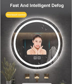 Vanity Mirror Round Illuminated LED Bathroom Mirror with Touch Sensor Switch Dimming Function Demister Pad 3 Colors Temperature Suitable for Vanity Bathroom Or Bedroom(31in)