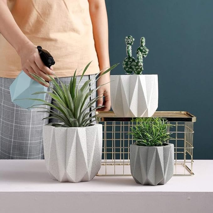 Outdoor Succulent Plantpot Cactus Plant Container Cement Flowerpot Container Modern Simple Planter Flower Vase Meat Plant Cement Container Concrete Flower Plant (Gray1 13cm*11.5cm) (Orange 15cm*14cm)