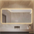 Bathroom Mirror with LED Lights，Smart Illuminated LED Bathroom Mirror，Energy-Saving LED Smart Mirrors，LED Mirror for Bathroom，with Demister Pad and Smart Touch Switch(H80*W90cm/H31.5*W35.4IN)