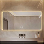 Bathroom Mirror with LED Lights，Smart Illuminated LED Bathroom Mirror，Energy-Saving LED Smart Mirrors，LED Mirror for Bathroom，with Demister Pad and Smart Touch Switch(H70*W80cm/H27.6*W31.5IN)