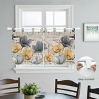 Spring Tulips Flower Kitchen Curtains 36 Inch Length, Small Window Curtains Tab Top, Vintage Floral Barn Doors Rustic Beige Light Filtering Short Window Treatments Tier Drapes 27.5"x36" 2 Panel