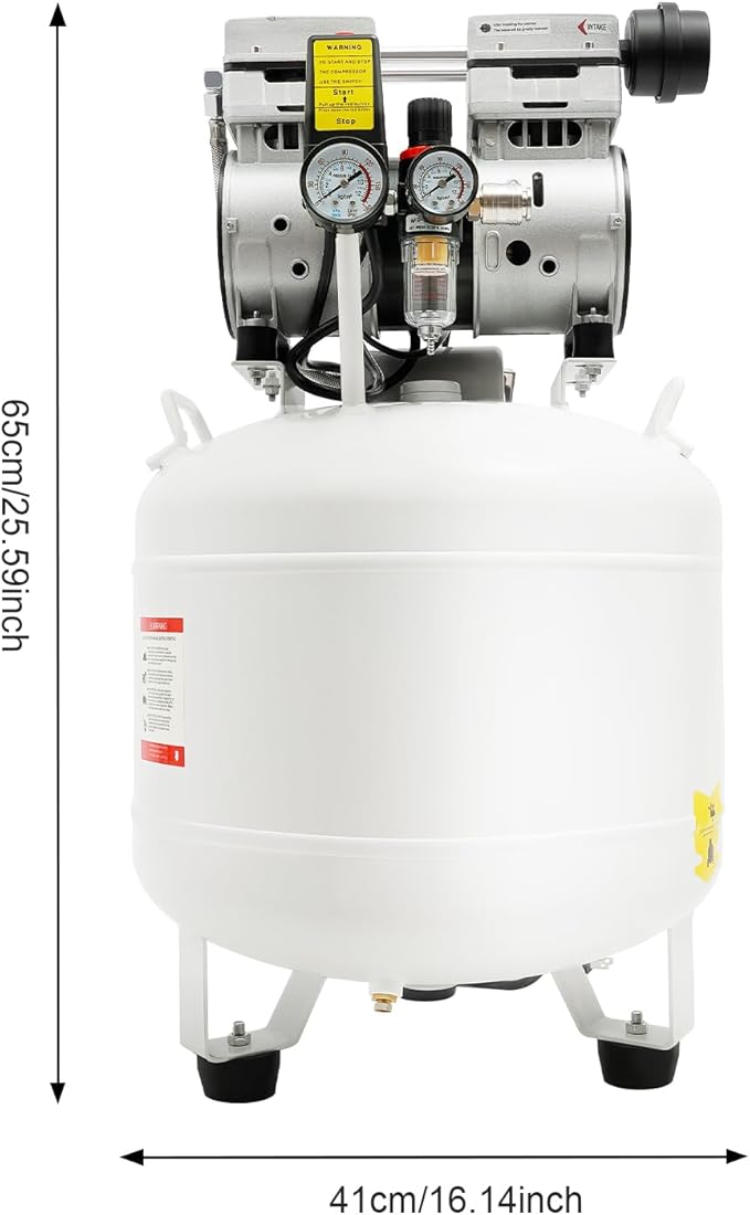750W 40L Dental Medical Oil-Free Air Compressor, 115PSI 165L/min All-Copper Motor Portable Silent Oil-Free Air Compressor Detachable Air Compressor For Dental Equipment Spray Guns Nail Guns