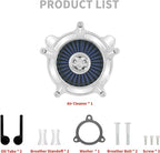 HDBUBALUS Motorcycle Air Filter Air Cleaner Intake System Cleaner Fit For Harley Dyna Softail Touring Trike 2008-2017 Chrome