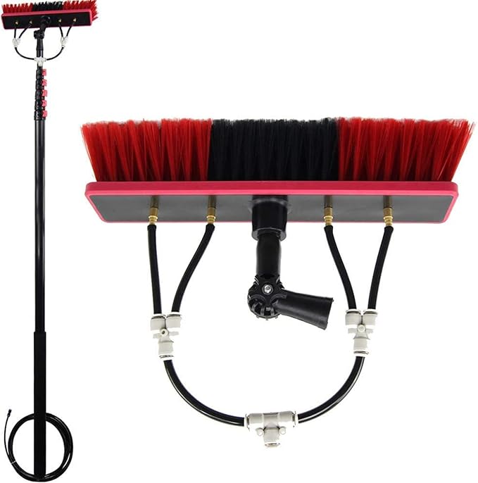 Spray Bar Kit Window Cleaning Brush, Outdoor Window Glass Solar Panel Cleaning,Extendable Cleaner For Greenhouse Roofs, Cleaning Photovoltaic And Solar Panels/35Cmbrushhead/12M/3,35cmbrushhead,6M/20F