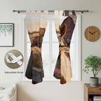 Farm Horses Bedroom Curtains 72 Inch Length, Window Curtains Tab Top, Farmhouse Barn Funny Animals Butterfly Light Filtering Window Treatments Drapes 52"x72" 2 Panel