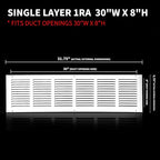 30x8 Return Air Grille(Duct Opening Size),Air Return Vent Cover,Flat Vent Cover,Rejillas De Aire Acondicionado para Casa,Return Air Grilles,Outer Dimensions:31.75"Wx9.75"H(30"W x 8"H, Duct Opening)