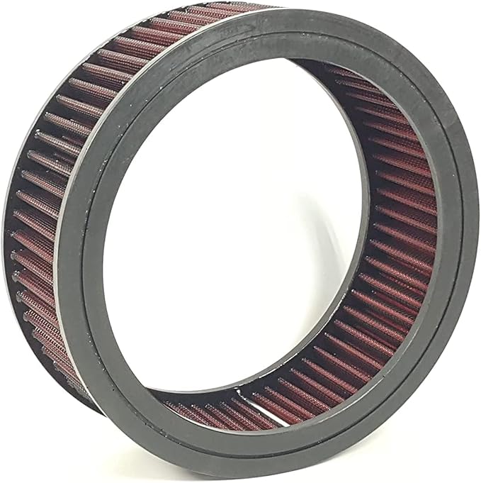 Round Washable Air Filter Cleaner Red Element Replacement Filter Flow Kit (9" X 4")