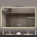 Bathroom Mirror with LED Lights，LED Bathroom Mirror，Smart Lighted Bathroom Mirror for Wall，Energy-Saving LED Smart Mirrors，with Demister Pad，Three-Color Light(H75*W100cm/H29.5*W39.4IN)