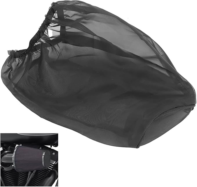 Air Intake Filter Sock Cover, Air Cleaner Protective Cover, Motorcycle Waterproof Air Filter Rain Sock Dustproof Protective Cover Fit for Harley (Size L), Black#L