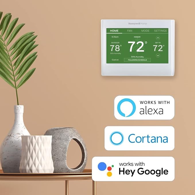Honeywell Home RTH9600WF Smart Color Thermostat + Honeywell Home 20x25x4 MERV 8, AC Furnace Air Filter, 3 Pack