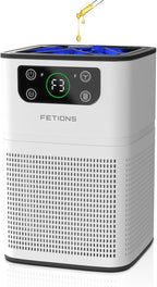 Air Purifiers for Bedroom Home, FETIONS Air Cleaner with Fragrance Sponge Sleep Mode 3-in-1 Filtration System, Compact with H13 HEPA Filter for Pet Dander Pollen Smoke Dust Odor, White,1 Pack