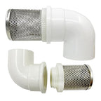 DN15 inch stainless steel filter cover connected to 90 degree elbow 1/2" PVC DN15 water pipe, suction hose strainer used to remove debris and reduce solid entry（1pcs）