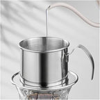 Stainless Steel 304 Vietnamese Coffee Filter Cup Drip Pot Simple And Portable Household Coffee Filter Cup Traditional Tool(Black)
