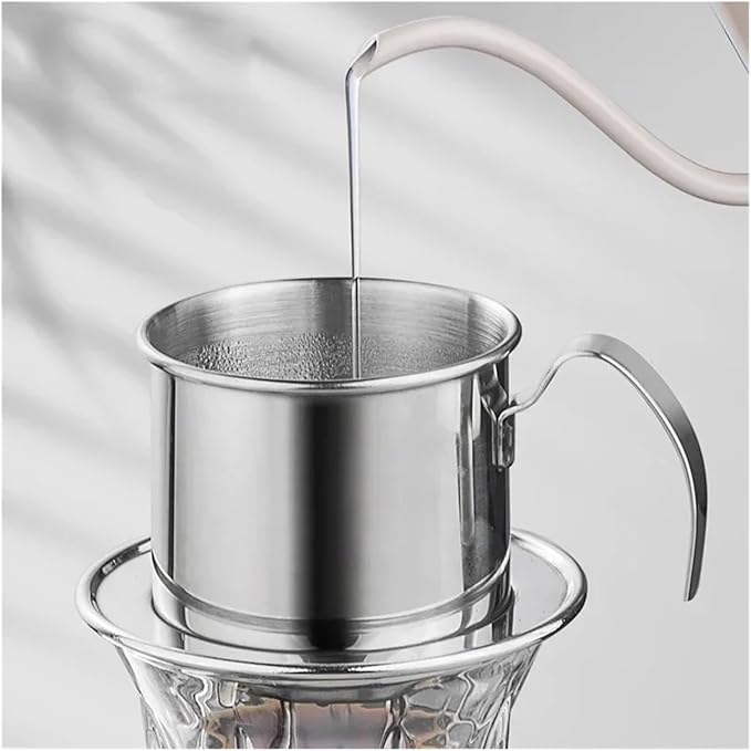 Stainless Steel 304 Vietnamese Coffee Filter Cup Drip Pot Simple And Portable Household Coffee Filter Cup Traditional Tool(Rose gold)