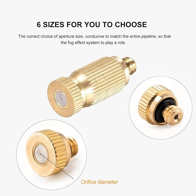 20pcs High Pressure Atomizer Nozzle Brass Misting Nozzles for Outdoor Cooling System, Landscaping, Greenhouse Irrigation, Air Humidification, Anti-Drip Fogging Spray Head(0.02"/0.5mm)