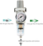 1/4 Inch NPT Air Filter Pressure Regulator, Air Compressor Water Separator with Gauge AW2000-02