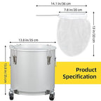 PioneerWorks Fryer Grease Bucket 8 Gal, Coated Carbon Steel Oil Filter Pot with Caster Base, Oil Disposal Caddy, Transport Container with Lid Lock Clip Nylon Filter Bag, Silver