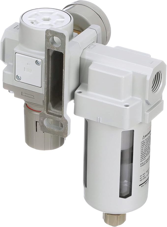 PneumaticPlus SAU420-N04G Compressed Air Filter Regulator Combo 1/2" NPT - Poly Bowl, Manual Drain, Bracket, Gauge